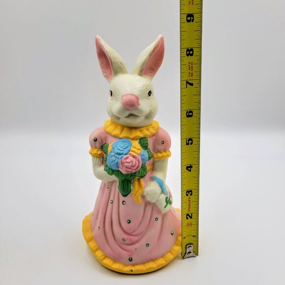 Easter Bunny Figurine Rabbit Girl Female Flowers Dress Read - Picture 9 of 10